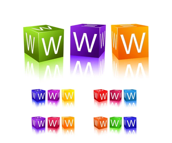 Combinación de cubos de www — Stockvector