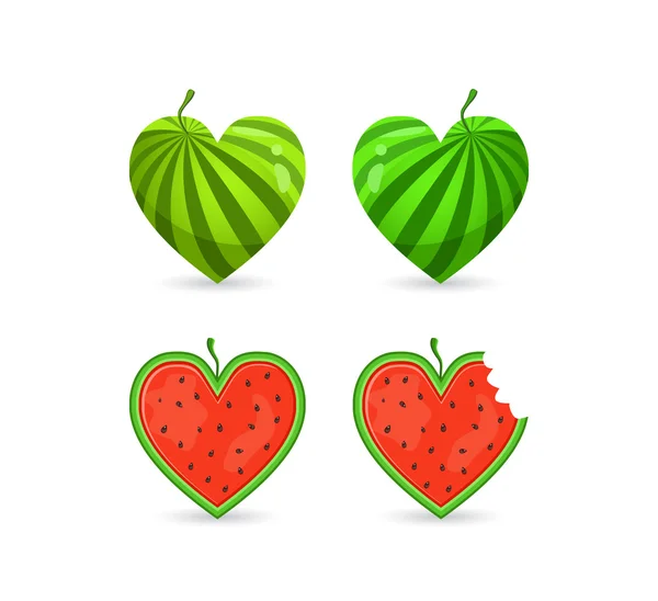 Watermelon In Form of Heart — Stock Vector