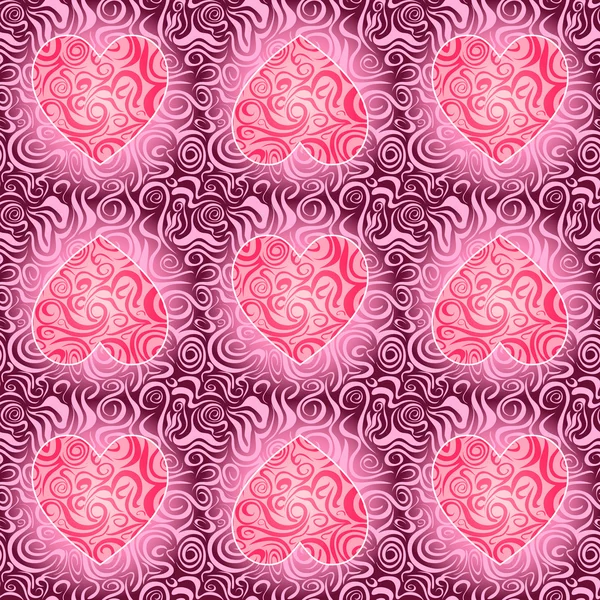 Sömlös abstrakt mönster med hjärtat silhuett — Stock vektor