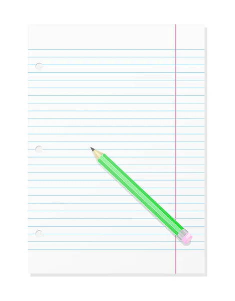 Página del libro de trabajo en blanco con lápiz — Vector de stock