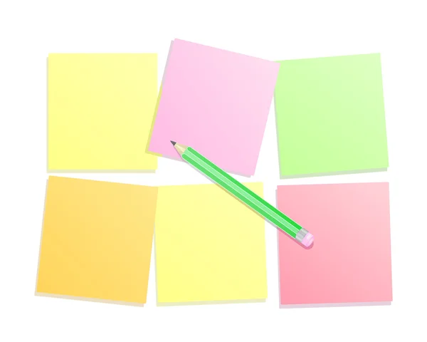 Poznámka: barevný papír s tužkou — Stockový vektor