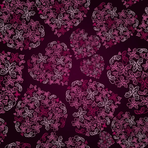 원활한 흰색과 핑크 하트 패턴 — 스톡 벡터