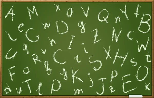 Az ábécé betűit, kaotikus sorrendben Chalkboard — Stock Vector