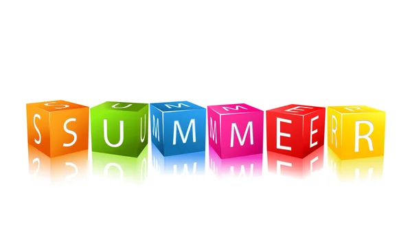 Cubos coloridos compuestos en verano de la palabra — Vector de stock