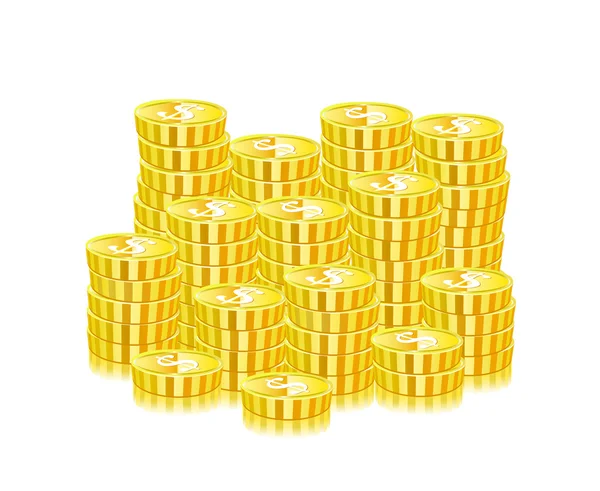 Enorme hep de moedas de ouro — Vetor de Stock