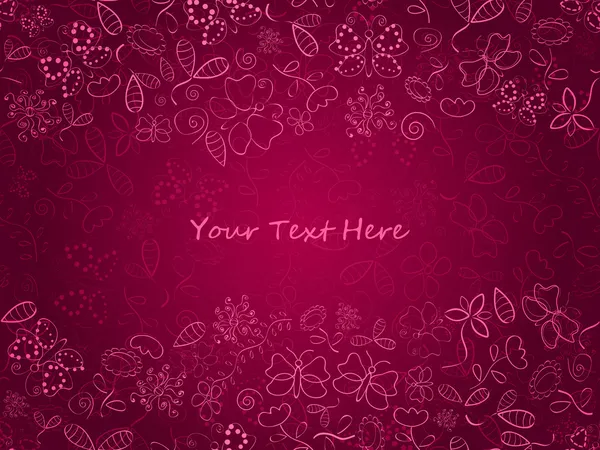 Carte rose caniche avec fleur et papillons — Image vectorielle