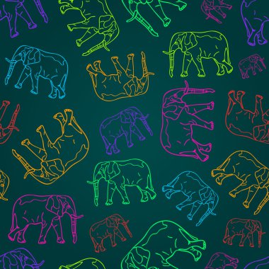 Seamless Pattern with Elephant Silhouettes clipart