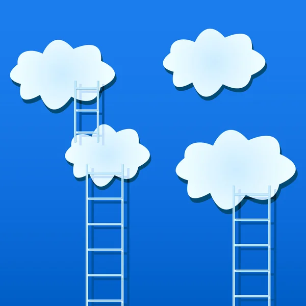 Nuvens brancas com escadas — Vetor de Stock