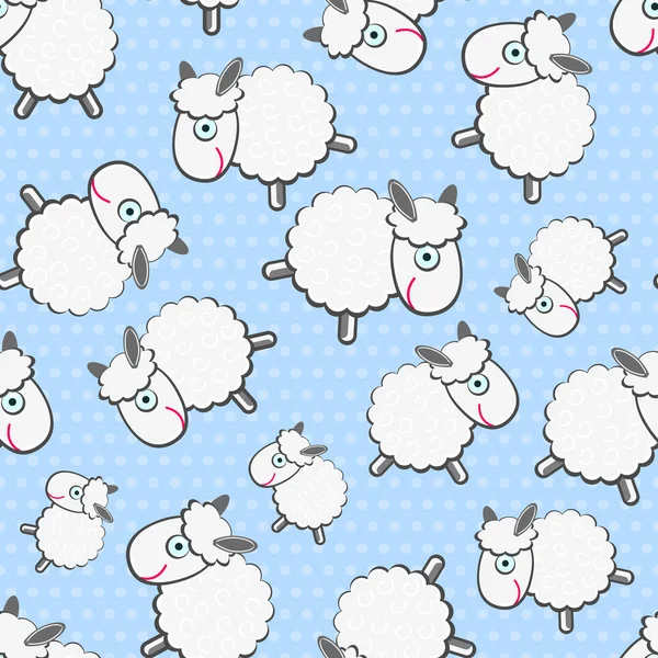 Cute White Sheeps Seamless Pattern — Stock Vector