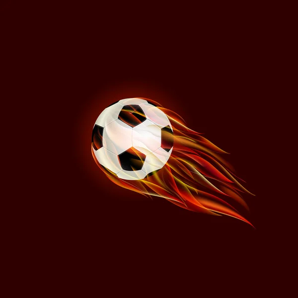 Volar pelota de fútbol con llama — Vector de stock