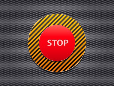 Red Stop Button on Stripe Panel clipart