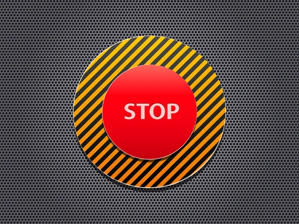 Red Stop Button on Stripe Panel — Stock Vector