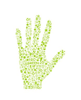 Go green eco pattern on hand palm clipart