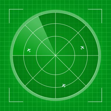 Green Radar with Airplanes clipart