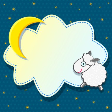 Cute Card with Sheep Clound and Moon clipart