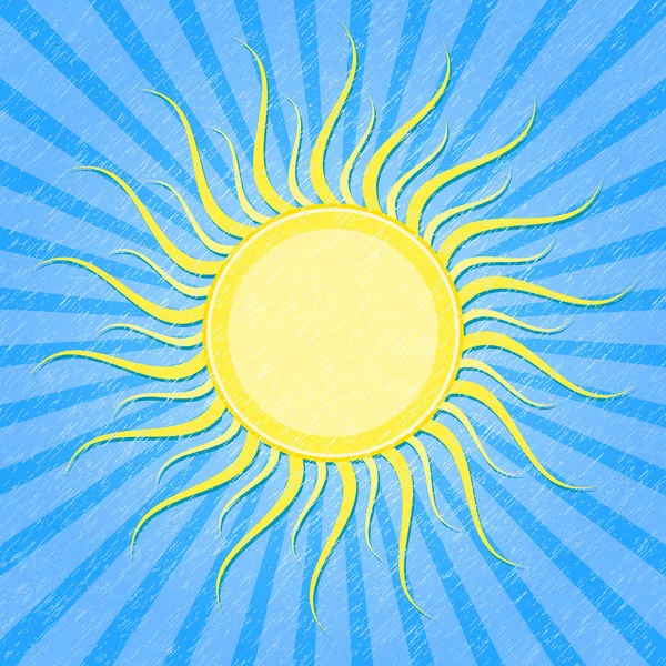 Grunge μπλε ριγέ κάρτα με ήλιο — Διανυσματικό Αρχείο