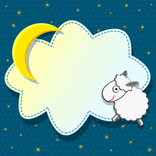 Roztomilý karta s ovcí oblačnosti a měsíc — Stockový vektor