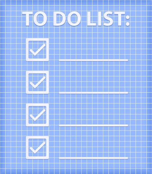 Seznam úkolů na modré zaškrtnutých list — Stockový vektor