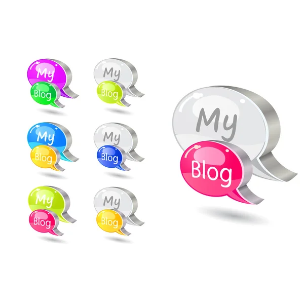 Chat icon set with blog word — Stock Vector