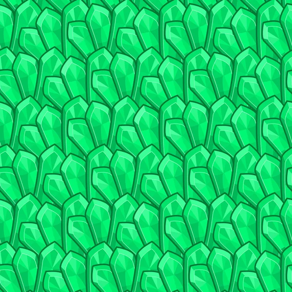 Nahtloses Muster mit grünen Smaragdkristallen — Stockvektor