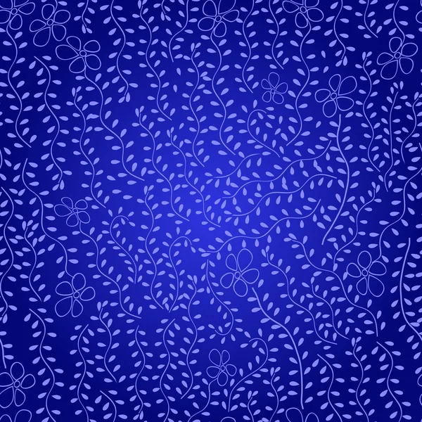 Темно синій безшовний візерунок з листям — стоковий вектор