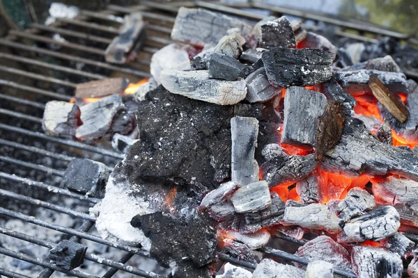 stock image Red Hot Wood Charcoal on Barbecue grill