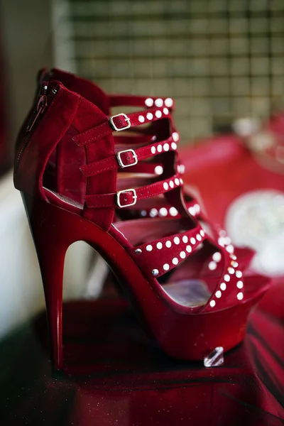 stock image Window Display of Red Stiletto High Heels