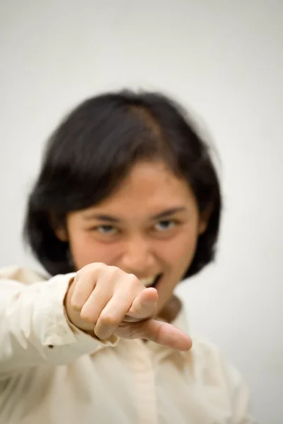 stock image Asian business woman pointing