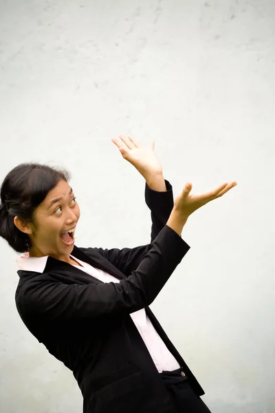 Business woman catch the surprise — Stock Photo, Image