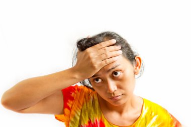 Asian young woman got headache clipart