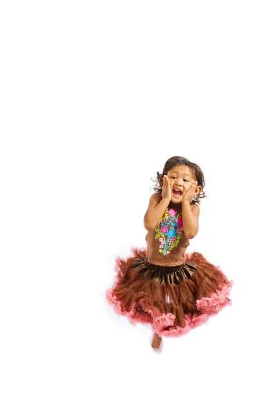 Adorable asian little girl jumping — Stock Photo, Image