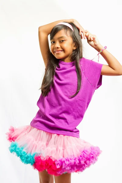 Cute ethnic girl with tutu skirt portrait — Stock Photo, Image