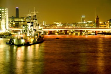 Hms Belfast on the river Thames clipart