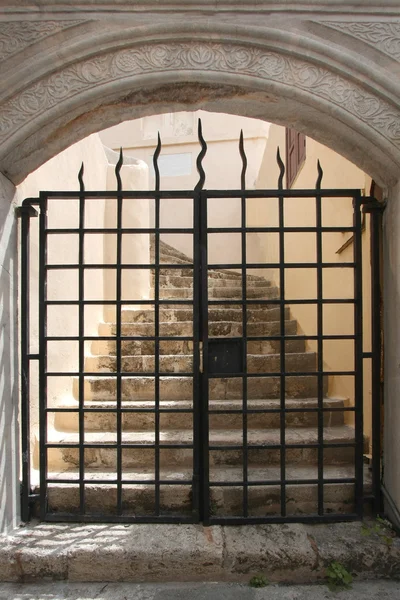 Porta na ilha medieval de Rodes Grécia — Fotografia de Stock
