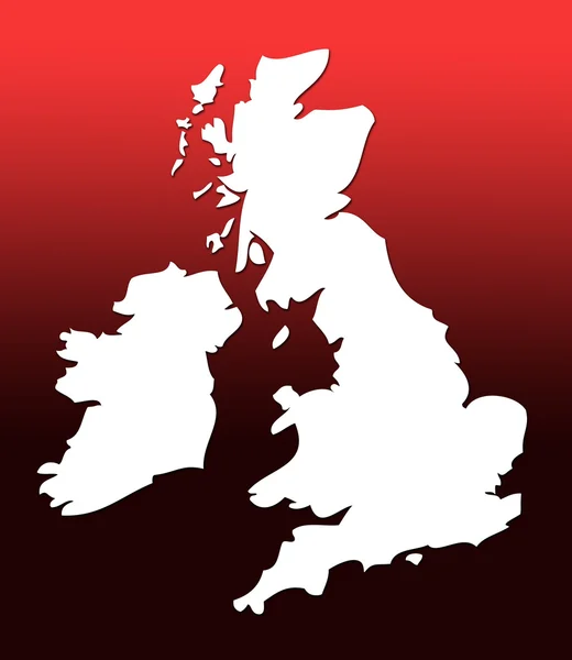 Mapa del Reino Unido sobre rojo — Foto de Stock
