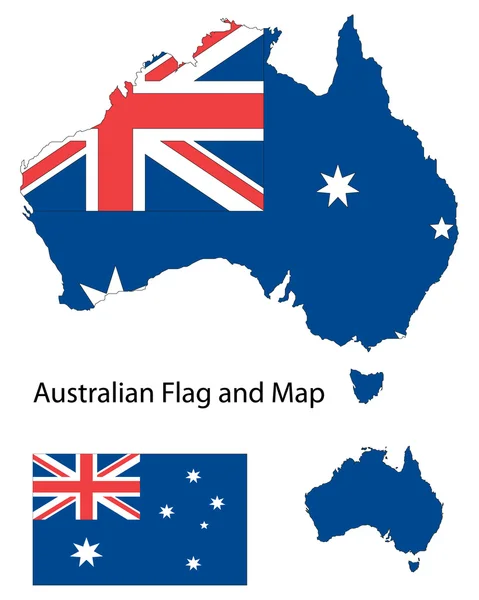 Australiska karta och flagga — Stock vektor