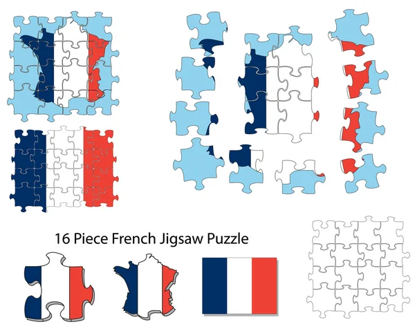 French flag and jigsaw puzzle — Stock Vector