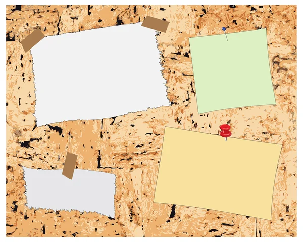 Panneau de liège et post-it-notes — Image vectorielle