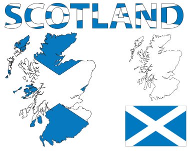 Scotland map and flag clipart