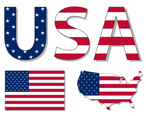 Bandeira e mapa dos EUA —  Vetores de Stock