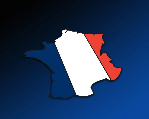 Mapa e bandeira franceses — Fotografia de Stock