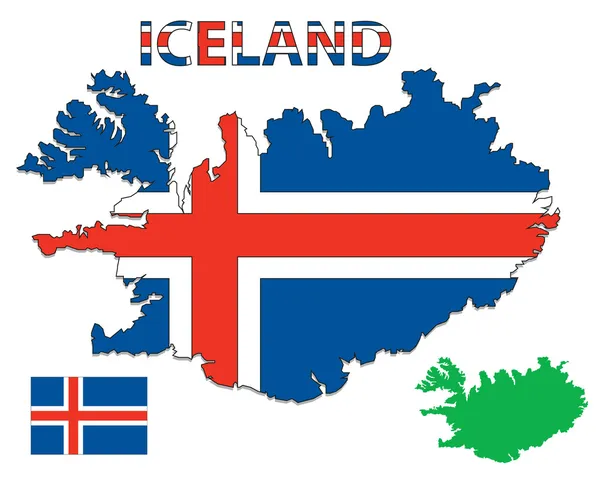 Islandkarte und Flagge — Stockvektor