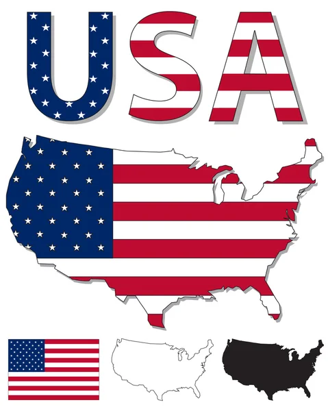 USA mappa e bandiera — Vettoriale Stock