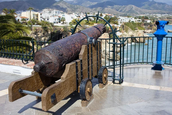 stock image Medieval Cannon at the Balcon de Europa