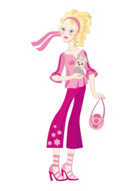 A glamoor girl with a little doggie clipart