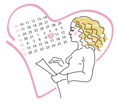 The pregnant of woman calculates the day of births clipart