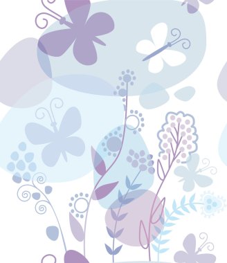 Òender floral seamless background with butterflies. Romantic sea clipart