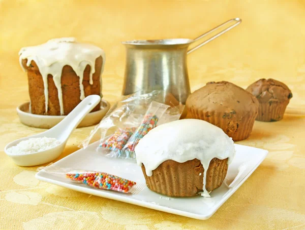 Decoração cupcake creme e barbear coco — Fotografia de Stock