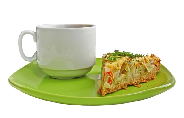 Café da manhã com uma torta de vegetal — Fotografia de Stock