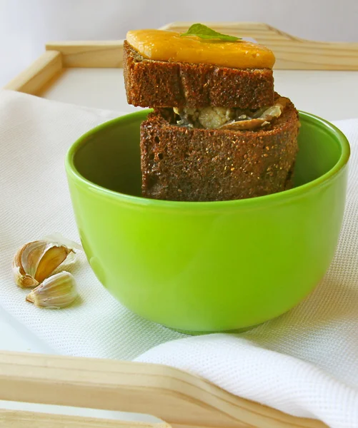 Sopa de panary com cogumelos e queijo — Fotografia de Stock